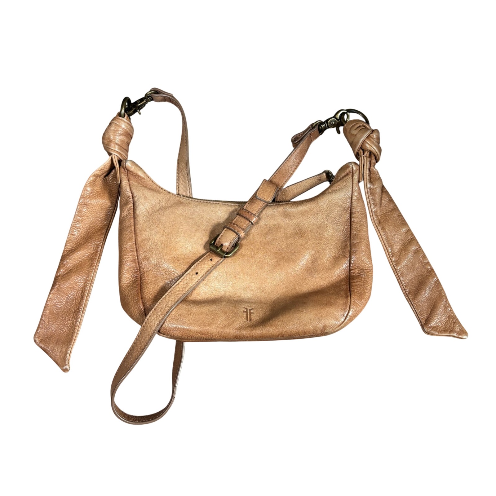 Frye Nora Notted Womens Crossbody Leather Bag Boho Western Small Distressed Tan